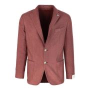 Rode Wollen Blend Blazer Jas Lubiam , Red , Heren