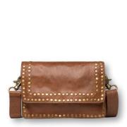 Premium Leren Crossbodytas met Studs Depeche , Brown , Dames