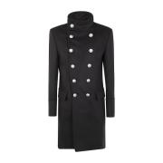 Klassieke Wollen Jas Balmain , Black , Heren