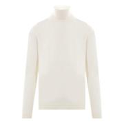 Merino Wol Ivoor Coltrui Sweater Roberto Collina , Beige , Heren