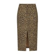 Luipaardprint Denim Rok Trendy Stijl Sisters Point , Brown , Dames