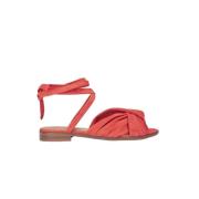 Platte sandalen van koraalkleurig leer Anaki , Red , Dames