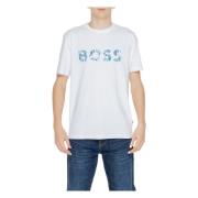 Wit Katoenen Bedrukt T-shirt Mannen Hugo Boss , White , Heren