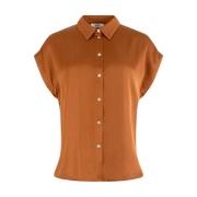 Korte Mouw Blouse Anna Van Toor , Brown , Dames