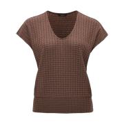 Korte Mouw Top Simurali Opus , Brown , Dames