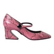 Roze Python Leren Mary Jane Hakken Dolce & Gabbana , Pink , Dames