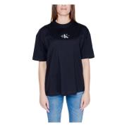 Zwart Effen Korte Mouw T-shirt voor Vrouwen Calvin Klein Jeans , Black...