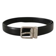 Zwarte Leren Riem met Metalen Gesp Dolce & Gabbana , Black , Heren