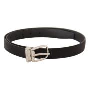 Luxe Zwart Leder-Canvas Designer Riem Dolce & Gabbana , Black , Heren