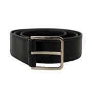 Elegante Leren Riem met Metalen Gesp Dolce & Gabbana , Black , Heren