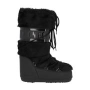 Icon Faux Fur Nylon Laarzen Moon Boot , Black , Dames