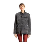 Gabardine Stretch Field Jacket Blauw Mason's , Black , Dames