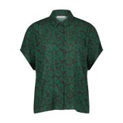 Karly Spotted Blouse Korte Mouw By-Bar , Green , Dames