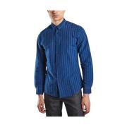 Japanse Denim Bleach Shirt Jagvi. Rive Gauche , Blue , Heren