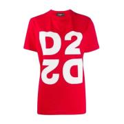 Rode Katoenen Logo T-Shirt Ss22 Dsquared2 , Red , Heren