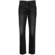 Zwarte Denim Jeans Whiskering Effect Levi's , Black , Dames