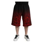 Rode Luipaardprint Bermuda Shorts Dolce & Gabbana , Multicolor , Heren