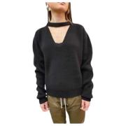 Eclipse Black V-Neck Band Sweater Rick Owens , Black , Dames