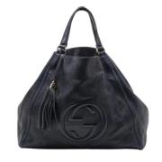 Pre-owned Leather totes Gucci Vintage , Blue , Dames