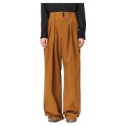 Klassieke Camel Boyfriend Broek Plan C , Brown , Dames