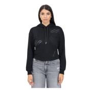 Zwarte hoodie met borduursel Armani Exchange , Black , Dames