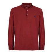 Burgundy Cotton Polo Shirt Gallo , Red , Heren