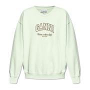 Sweatshirt met logo Ganni , Green , Dames