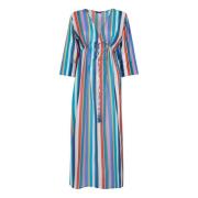 Gestreepte katoenen kaftan Gallo , Multicolor , Dames