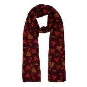 Burgundy Leaf Motif Scarf Gallo , Multicolor , Unisex