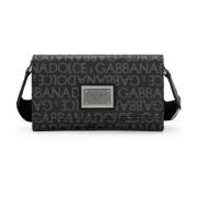 Logo Crossbody Tas in Zwart Dolce & Gabbana , Black , Heren