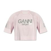 T-shirt met logo Ganni , Pink , Dames