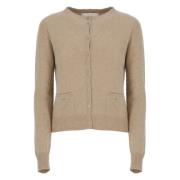 Bruine Cashmere Cardigan Ronde Hals Sweater Vanisé , Brown , Dames