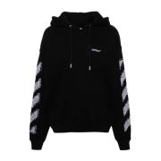 Zwarte Sweater met Capuchon en Logo Off White , Black , Heren