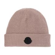 Wollen muts met logopatch Moncler , Pink , Dames