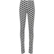 Logo Print Zwarte Broek Elastische Tailleband Msgm , Black , Dames