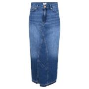 Lange Rok met Split Achter DNM Pure , Blue , Dames