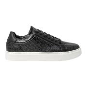 Zwarte Leren Sneakers met Veters Calvin Klein , Black , Heren