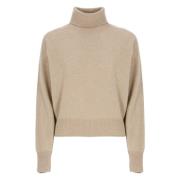 Kasjmier Hoge Hals Beige Trui Vanisé , Beige , Dames