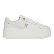 Ecru Platform Sneaker Tommy Hilfiger , White , Dames