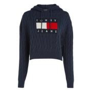 Gevlochten Cable Hoodie Twilight Navy Tommy Hilfiger , Blue , Dames