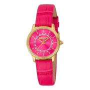 Dames Leren Band Analoog Horloge Just Cavalli , Pink , Dames