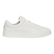 Ecru Leren Court Sneakers Tommy Hilfiger , White , Heren