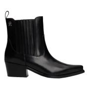 Zwarte Leren Cowboy Laars Tommy Hilfiger , Black , Dames