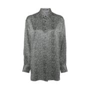 Zijden Herringbone Print Shirt Ermanno Scervino , Gray , Dames