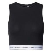 Carrie Mouwloze Crop Top Guess , Black , Dames