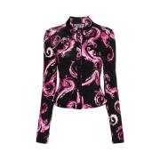 Couture Print Shirt Zwart Roze Versace Jeans Couture , Multicolor , Da...