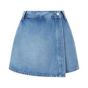 Blauwe Katoenen Knoop Shorts Pepe Jeans , Blue , Dames