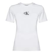 Slim Monogram Logo T-shirt Calvin Klein Jeans , White , Dames