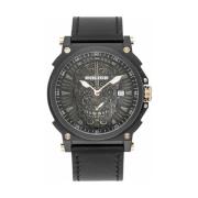 Collin Leren Analoge Horloge Police , Black , Heren