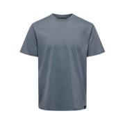 Klassiek Flint T-Shirt Moderne Stijl Only & Sons , Blue , Heren